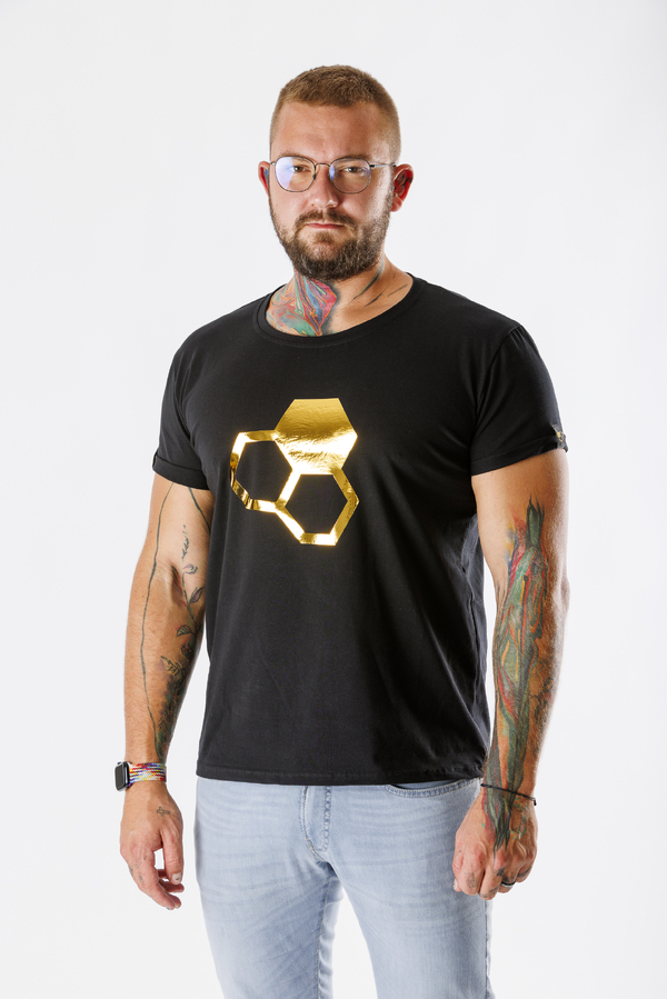 Goldbee Pánske Tričko S Logom Gold Black, M - 4