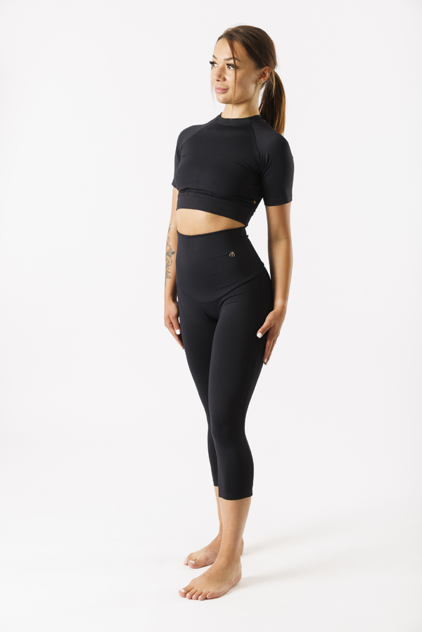 GoldBee Capri Legíny Celkové Stahovací Black, M - 6